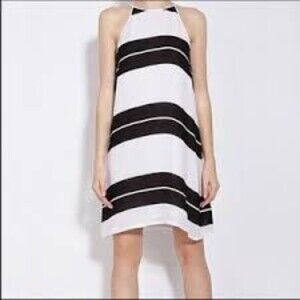 A.L.C Black & White Striped Silk Dress